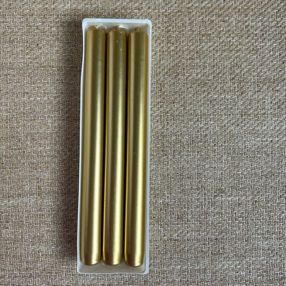 Vintage Pier 1 Gold Column Candles Set of 3 New in Box Metallic Taper Style - Picture 5 of 6
